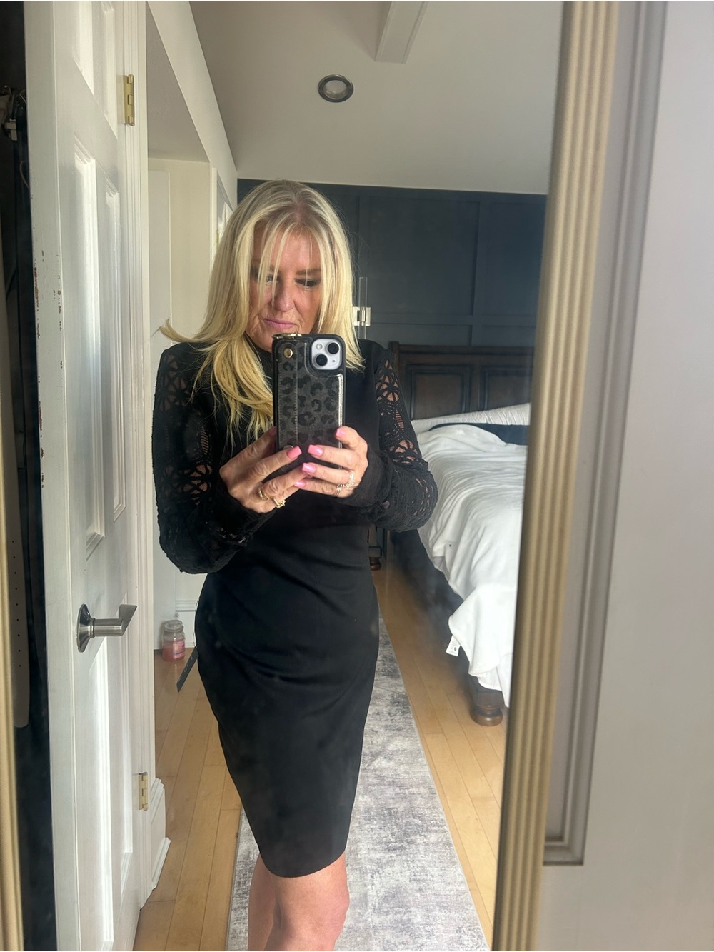 Lulu's Black Lace Long-Sleeve Sheath Dress